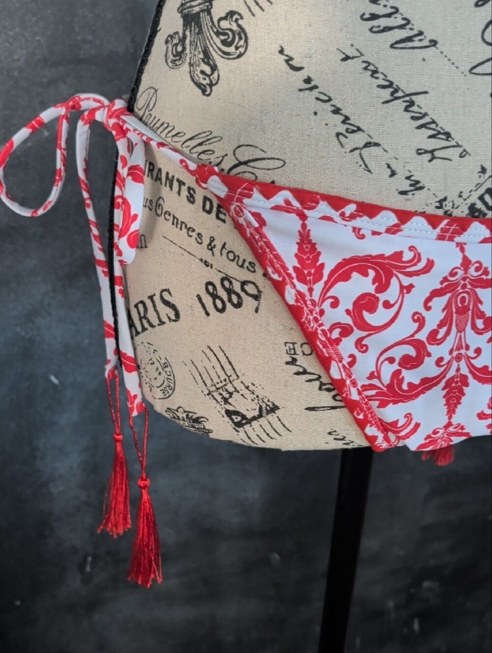 Red & White Damask Pattern Bikini - Picture 5 of 5